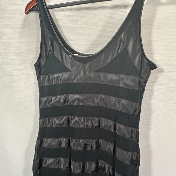 Vintage Delilah by Ninivah Khomo Dress Womens 6 Black Maxi Tank Sheer Stripes - Picture 8 of 10